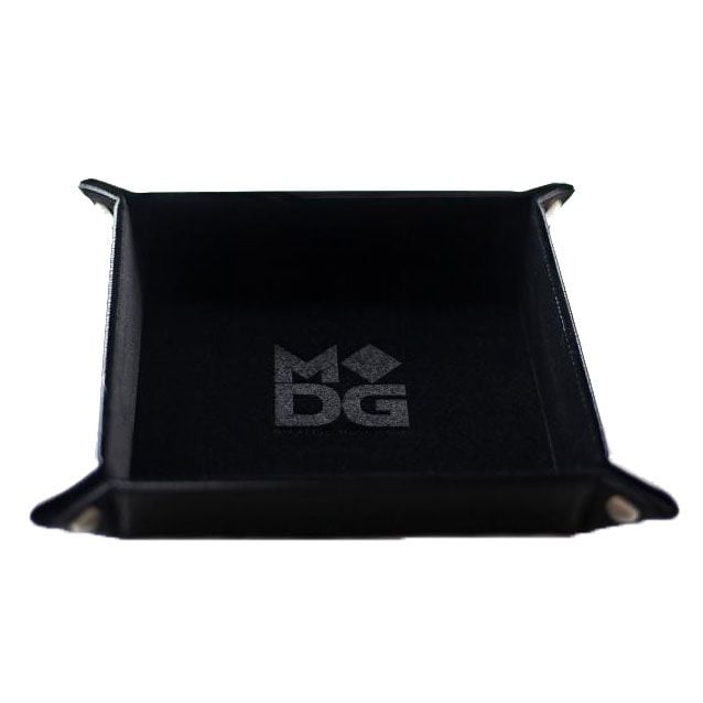 Black Velvet - 25cm Foldable Square Dice Tray - PU Leather backed - MDG