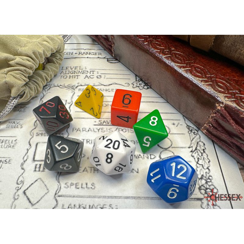 Opaque Nostalgia GM and Beginner Player - Polyhedral Dice Set (7) - Chessex