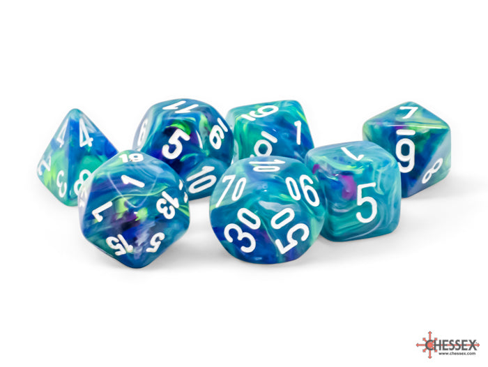 Mega Festive Waterlily w/White - Polyhedral Dice Set (7) - Chessex