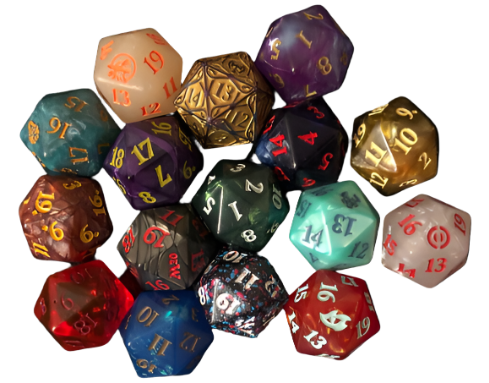 20 Sided (Oversized) Spin Down Dice (1) - Assorted colours