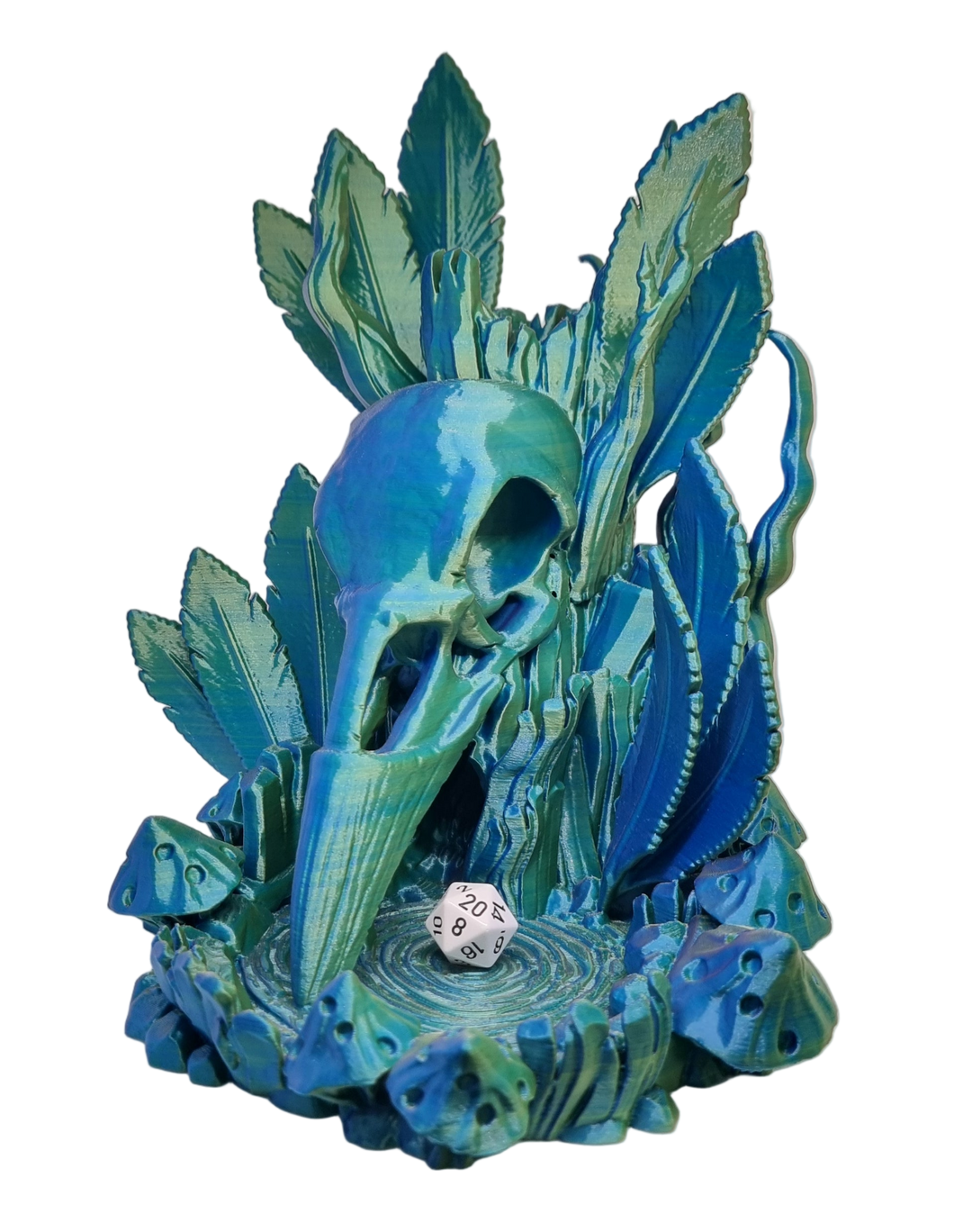 Raven Skull Dice Tower - Pearlescent Blue/Green - CP