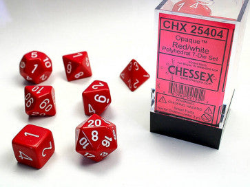 Opaque Red w/White - Polyhedral Dice Set (7) - Chessex