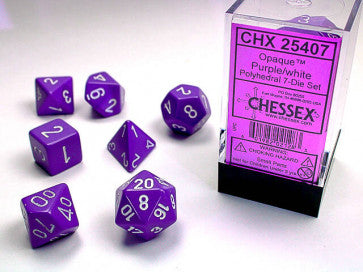 Opaque Purple w/White - Polyhedral Dice Set (7) - Chessex