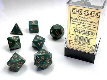 Opaque Dusty Green w/Copper - Polyhedral Dice Set (7) - Chessex