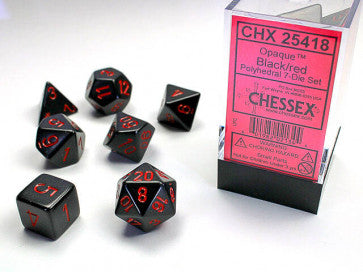 Opaque Black w/Red - Polyhedral Dice Set (7) - Chessex