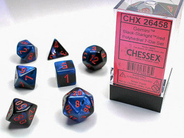 Gemini Black Starlight w/Red - Polyhedral Dice Set (7) - Chessex