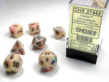 Festive Circus w/Black - Polyhedral Dice Set (7) - Chessex