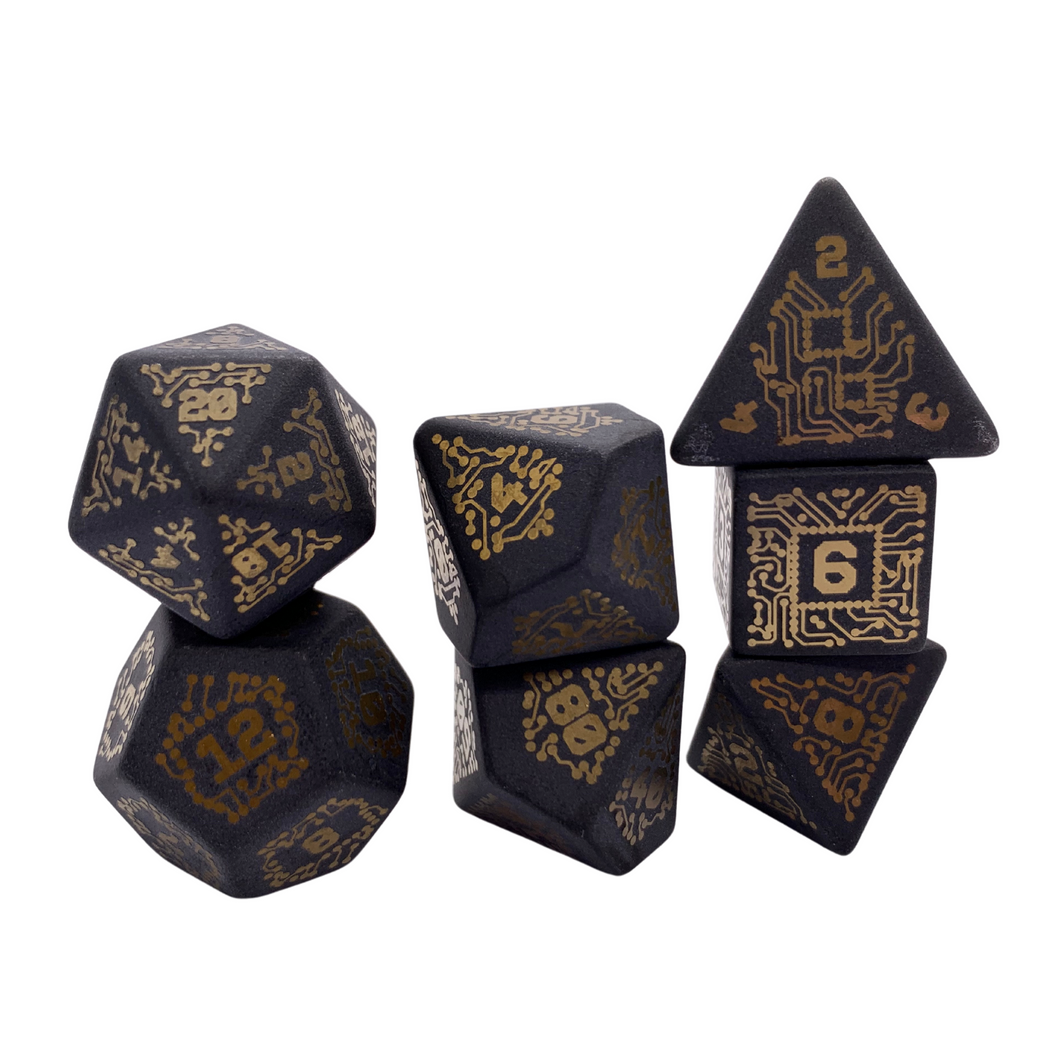 Chip - Gold Ionized Obsidian - Polyhedral Dice Set (7) - Level Up Dice