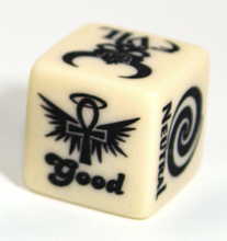 Alignment Good/Evil Cream w/Black - d6 Single Die (1) - Chessex