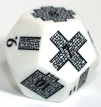 Dungeoneering Opaque White w/Black - d12 Single Die (1) - Chessex