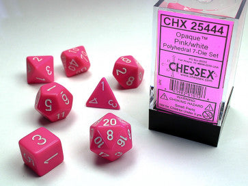 Opaque Pink w/White - Polyhedral Dice Set (7) - Chessex