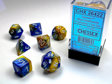 Gemini Blue Gold w/White - Polyhedral Dice Set (7) - Chessex