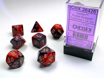 Gemini Purple Red w/Gold - Polyhedral Dice Set (7) - Chessex