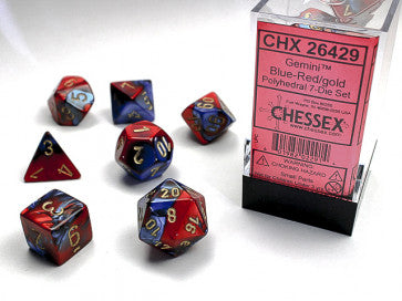 Gemini Blue Red w/Gold - Polyhedral Dice Set (7) - Chessex