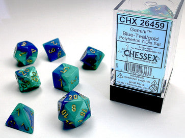 Gemini Blue Teal w/Gold - Polyhedral Dice Set (7) - Chessex