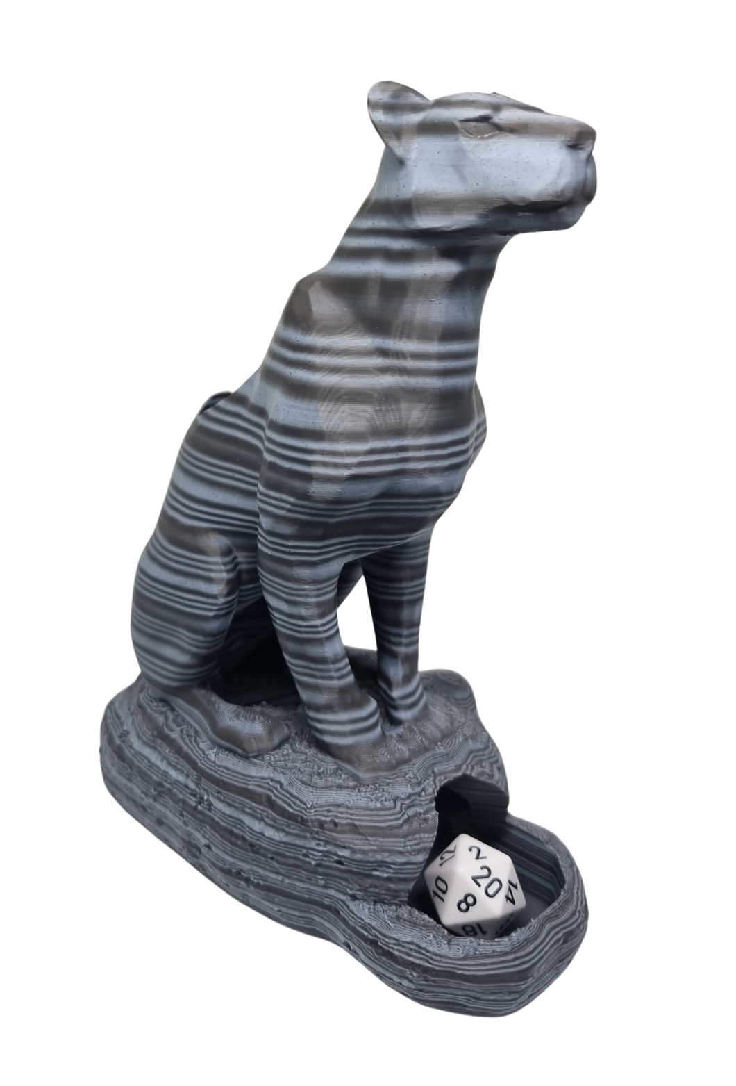 Cat Statue Dice Tower - Layered Grey - CP