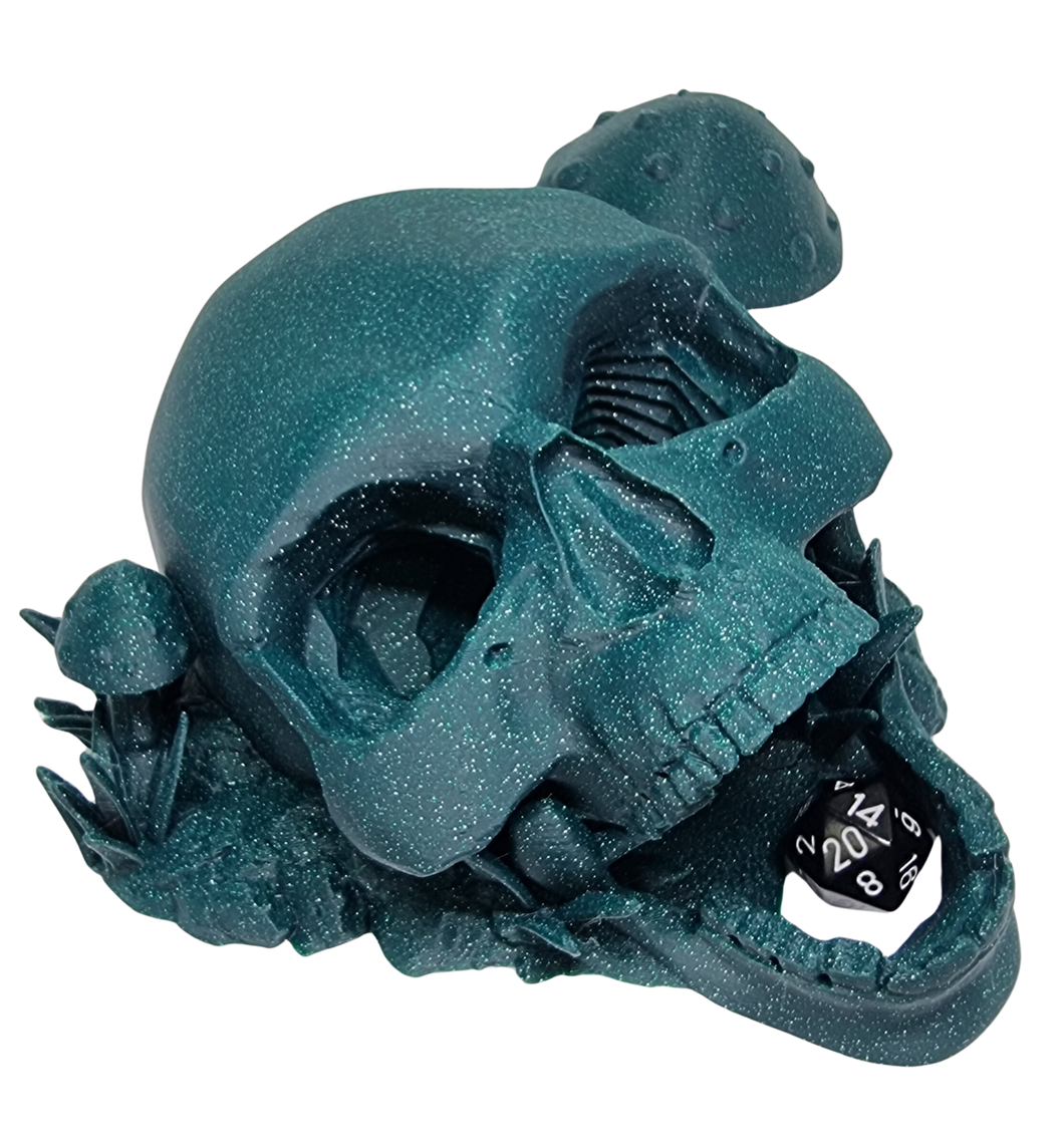 Decomposed Skull Dice Tower - Shimmer Deep Sea Green - CP