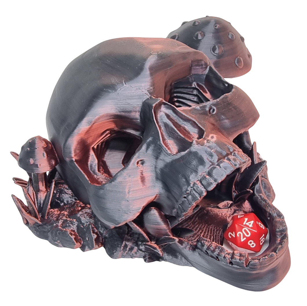 Decomposed Skull Dice Tower - Pearlescent Black/Red - CP