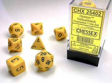 Opaque Yellow w/Black - Polyhedral Dice Set (7) - Chessex