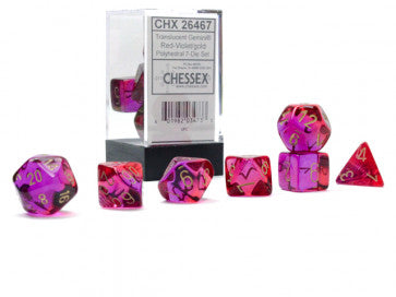 Gemini Translucent Red Violet w/Gold - Polyhedral Dice Set (7) - Chessex