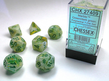 Marble Green w/Dark Green - Polyhedral Dice Set (7) - Chessex