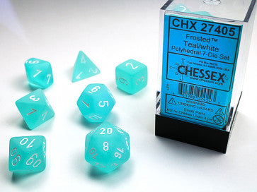 Frosted Teal w/White - Polyhedral Dice Set (7) - Chessex