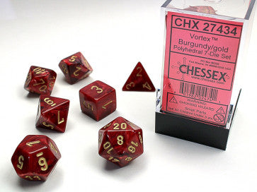 Vortex Burgundy w/Gold - Polyhedral Dice Set (7) - Chessex