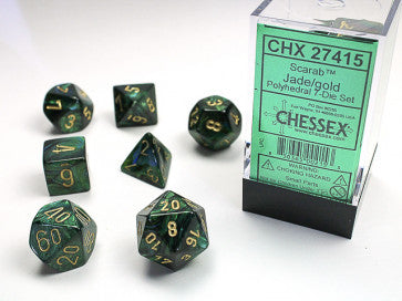 Scarab Jade w/Gold - Polyhedral Dice Set (7) - Chessex