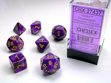 Vortex Purple w/Gold - Polyhedral Dice Set (7) - Chessex