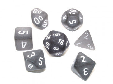 Frosted Smoke w/White - Polyhedral Dice Set (7) - Chessex