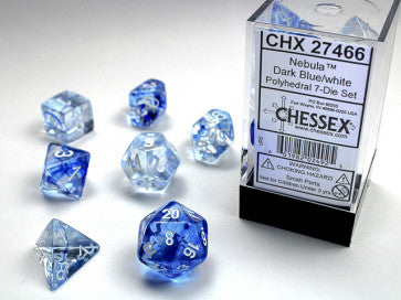 Nebula Dark Blue w/White - Polyhedral Dice Set (7) - Chessex