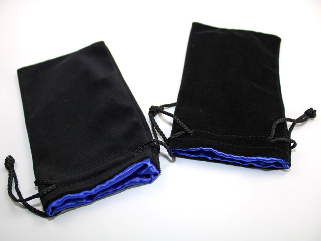 Black w/ Blue Lining - Large Velvet Dice Bag - Koplow