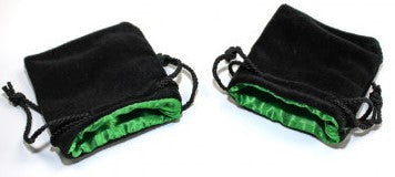 Black w/ Green Lining - Small Velvet Dice Bag - Koplow