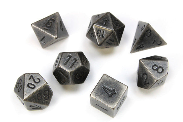 Dark Metal Colour Solid Metal - Polyhedral Dice Set (7) - Chessex