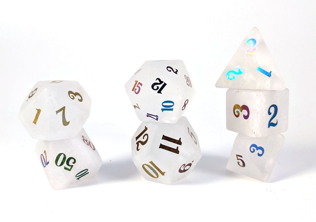 Ionized - Clear Quartz - Polyhedral Dice Set (7) - Level Up Dice