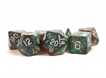 Stardust Gray w/Silver - 16mm Acrylic Polyhedral Dice Set (7) - MDG
