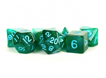 Stardust Green w/Blue - 16mm Acrylic Polyhedral Dice Set (7) - MDG