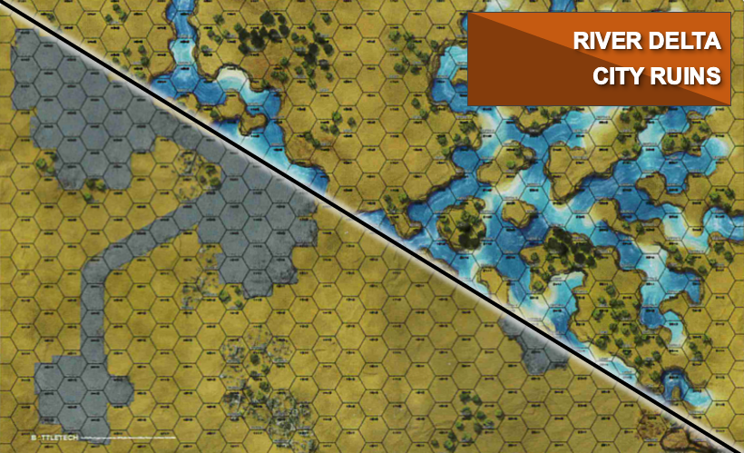 Savannah: River Delta // City Ruins - Battle Mat - Battletech