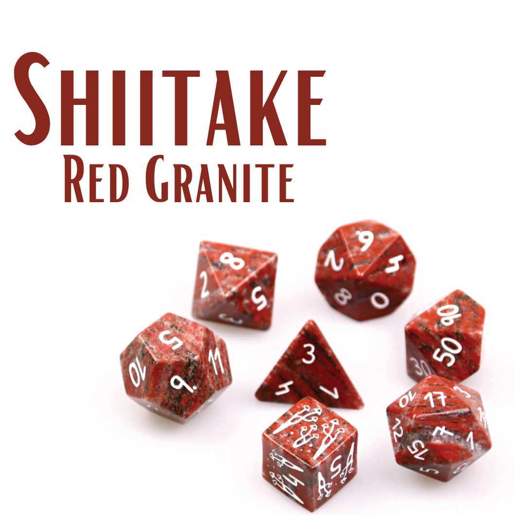 Shiitake - Red Granite - Polyhedral Dice Set (7) - Level Up Dice