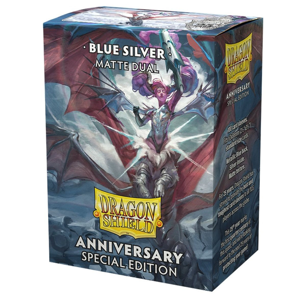 Blue Silver - Dual Matte Sleeves - Standard Size Box 100 - Anniversary Special Edition - Dragon Shield
