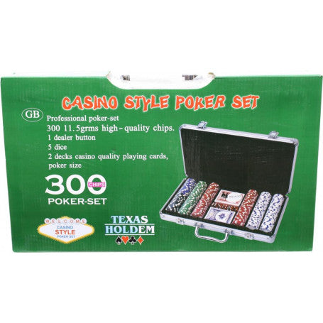 Casino Style Poker Set in Case - 300pc 11.5g Chips - PnG