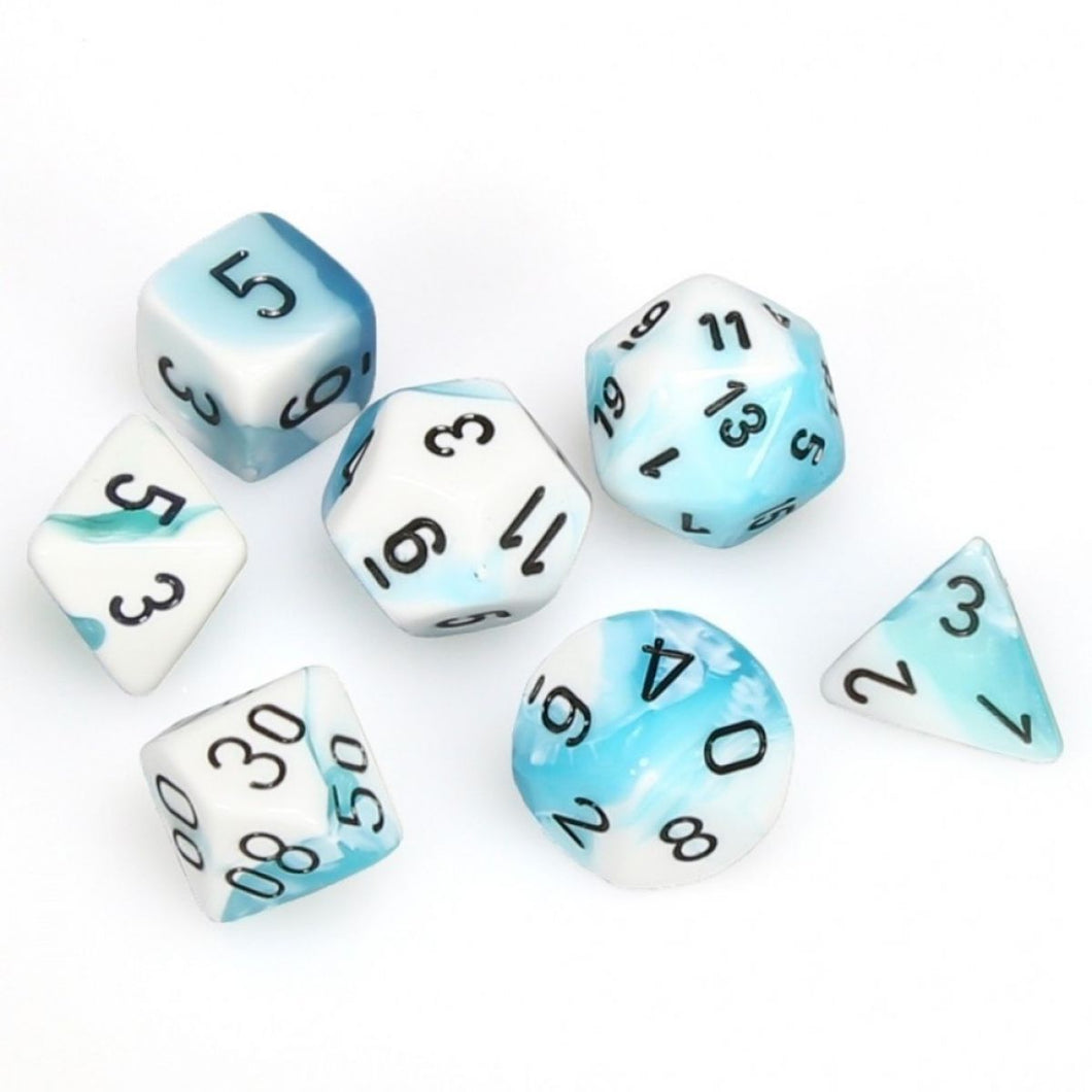 Teal White w/Black - Polyhedral Dice Set (7) - Chessex