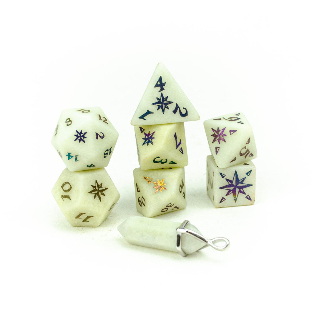 Deven Rue Cartogahederals - Ivory Jade - Polyhedral Dice Set (7) - Level Up Dice