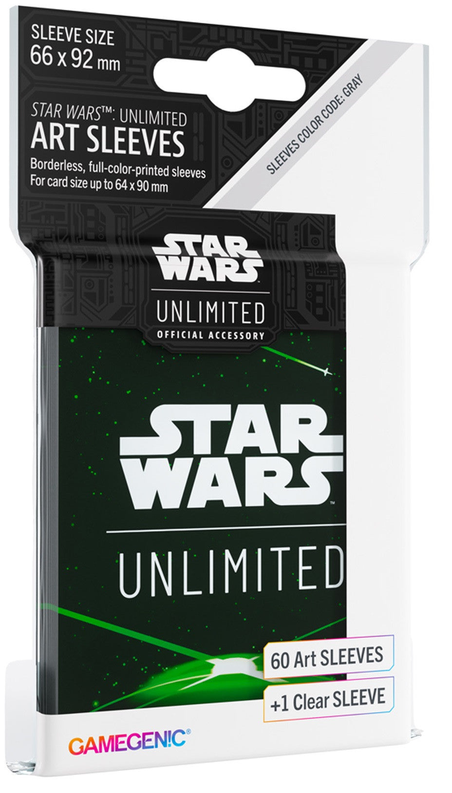 Card Back Green (64mm x 90mm) - Art (Code: Gray) - Star Wars Unlimited Matte Sleeves - Pack 60 - Gamegenic
