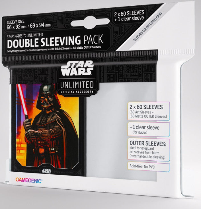 Darth Vader (Double Sleeving Pack) - Art (Code: Gray) - Star Wars Unlimited Matte Sleeves - Pack 2x60 - Gamegenic