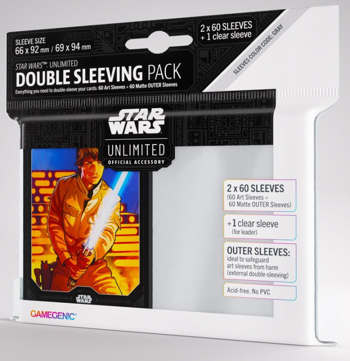 Luke Skywalker (Double Sleeving Pack) - Art (Code: Gray) - Star Wars Unlimited Matte Sleeves - Pack 2x60 - Gamegenic