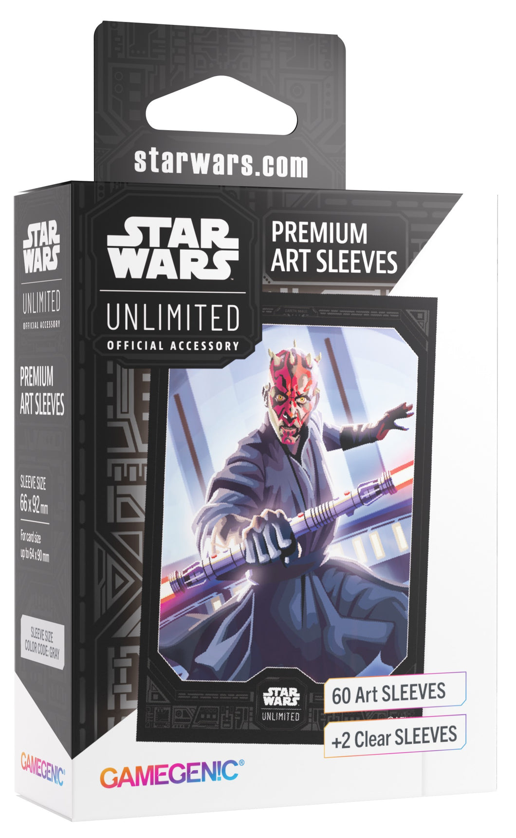 Darth Maul (64mm x 90mm) - Premium Art (Code: Gray) - Star Wars Unlimited Matte Sleeves - Pack 60 - Gamegenic