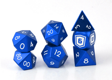 Load image into Gallery viewer, Hold the Line - Blue Aluminium - Polyhedral Dice Set (7) - Level Up Dice
