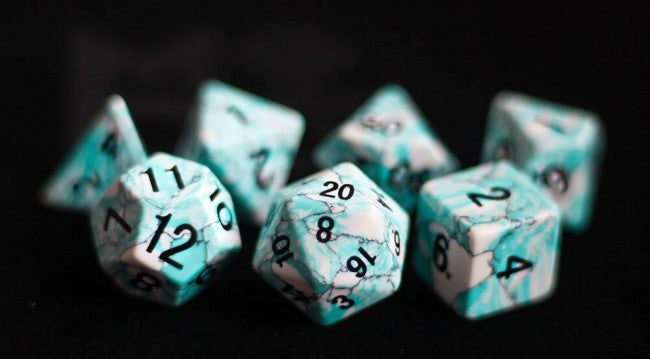 Blue Turquoise - Synthetic 16mm Polyhedral 7 Die Set - MDG