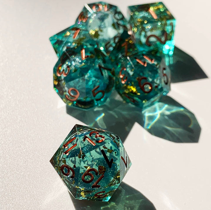 Forest Green - Liquid Core - Active Polyhedral Dice Set (7) - ACE